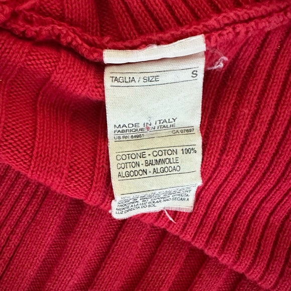 United Colors Of Benetton vintage V-Neck Sweater Deep Red Size Small 100% Cotton - Picture 4 of 7